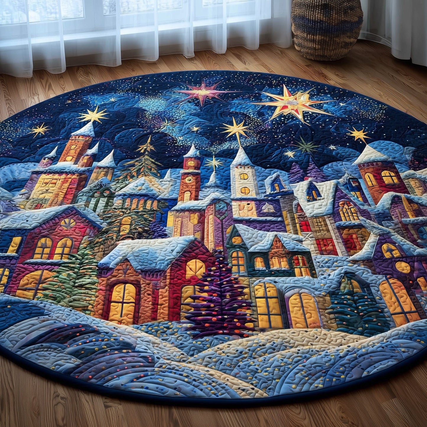 Snowy Village Quilted Round Mat GFTOMA4432