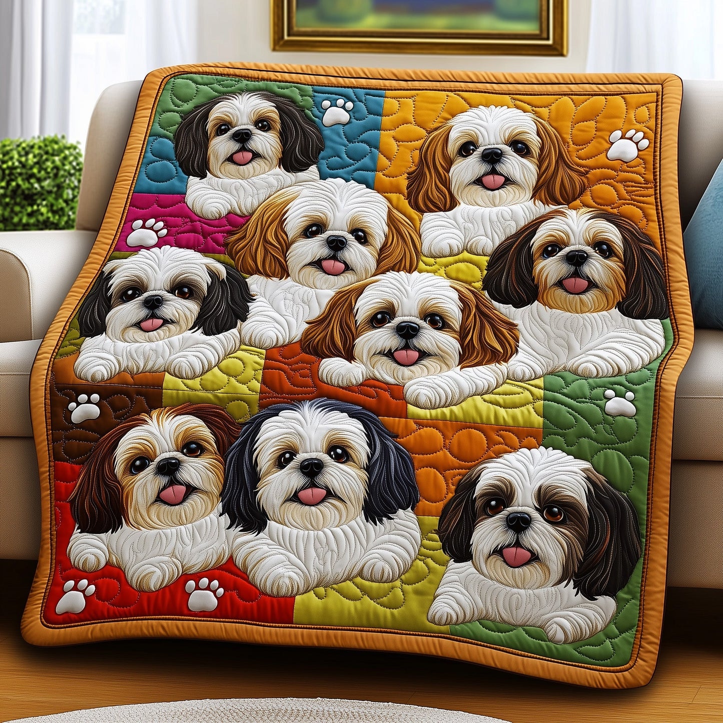 Shih Tzu Quilted Blanket GFTOMA445
