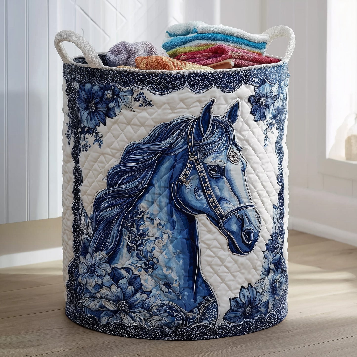 Elegant Horse Quilted Laundry Basket GFTOMA4467