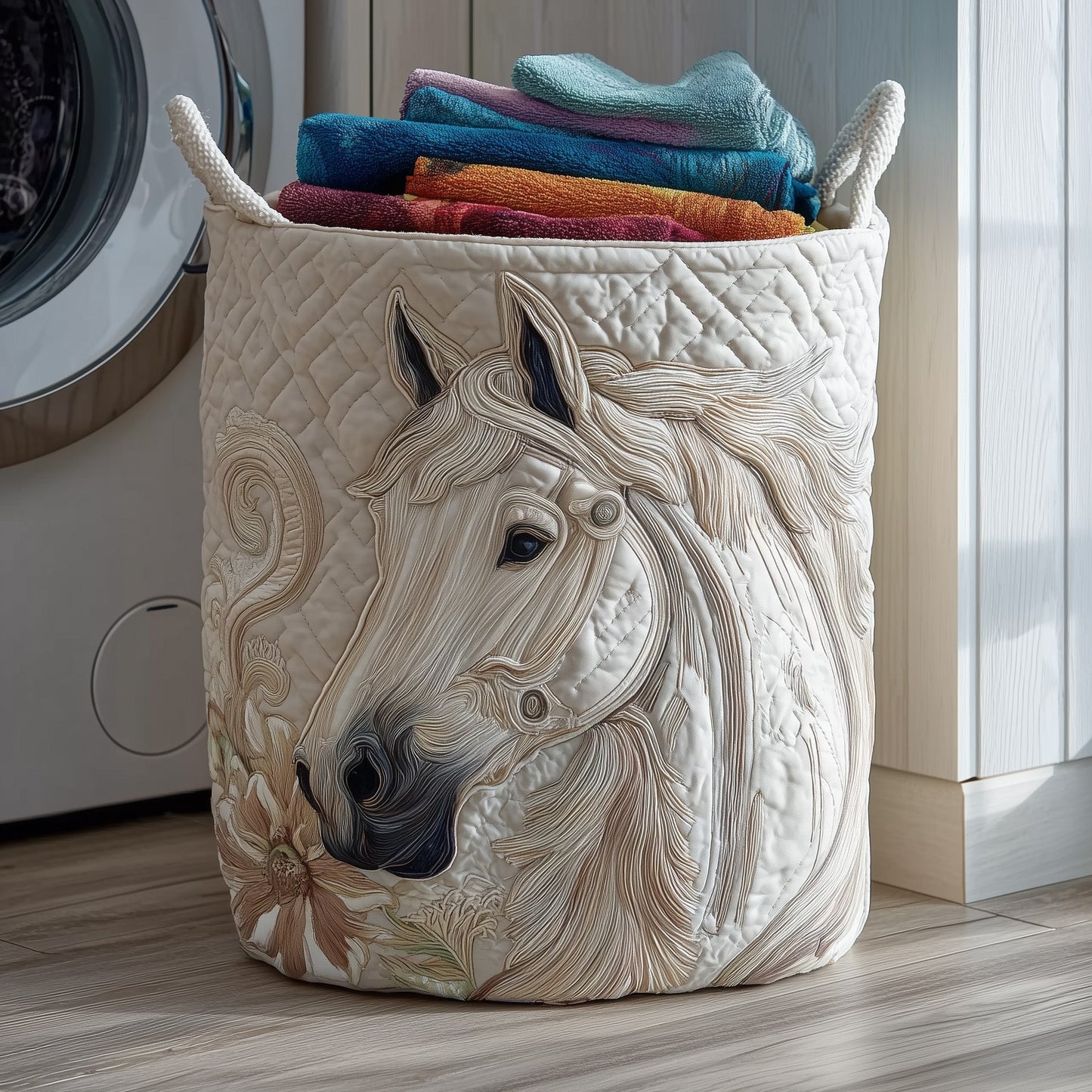 Elegant Horse Quilted Laundry Basket GFTOMA4468