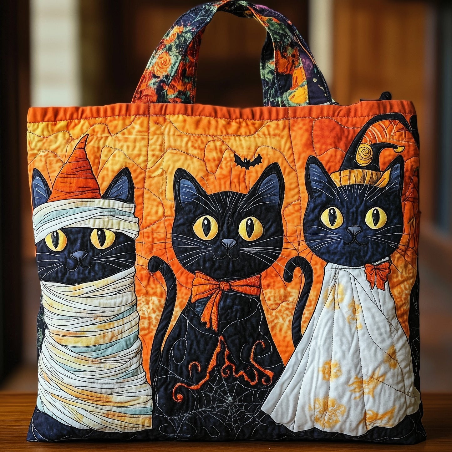 Whimsical Cat Quilted Tote Bag GFTOMA4494