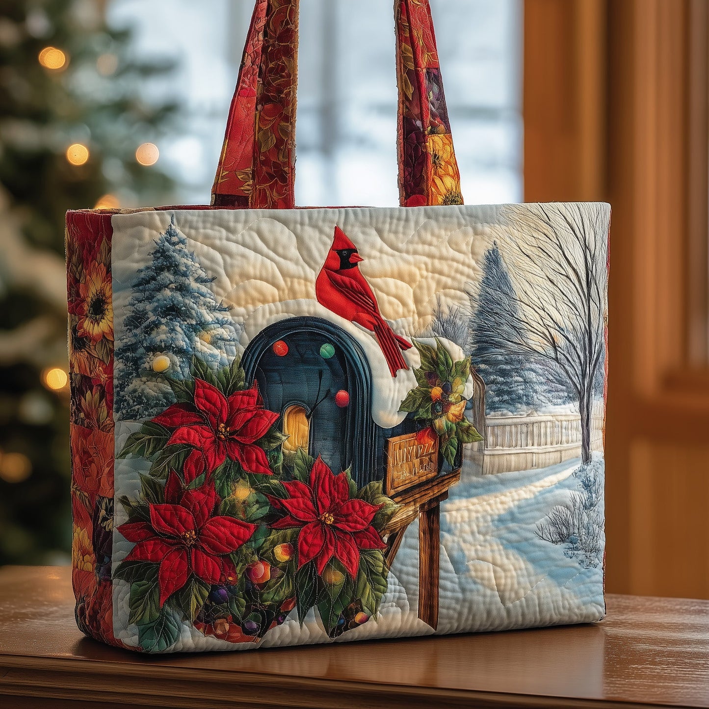 Cardinal Snow Quilted Tote Bag GFTOMA4538