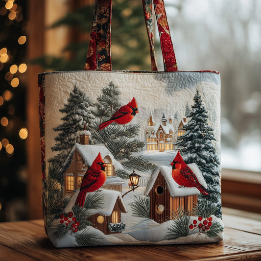 Cardinal Snow Quilted Tote Bag GFTOMA4540