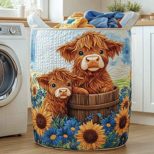 Highland Cow Quilted Laundry Basket GFTOMA4554