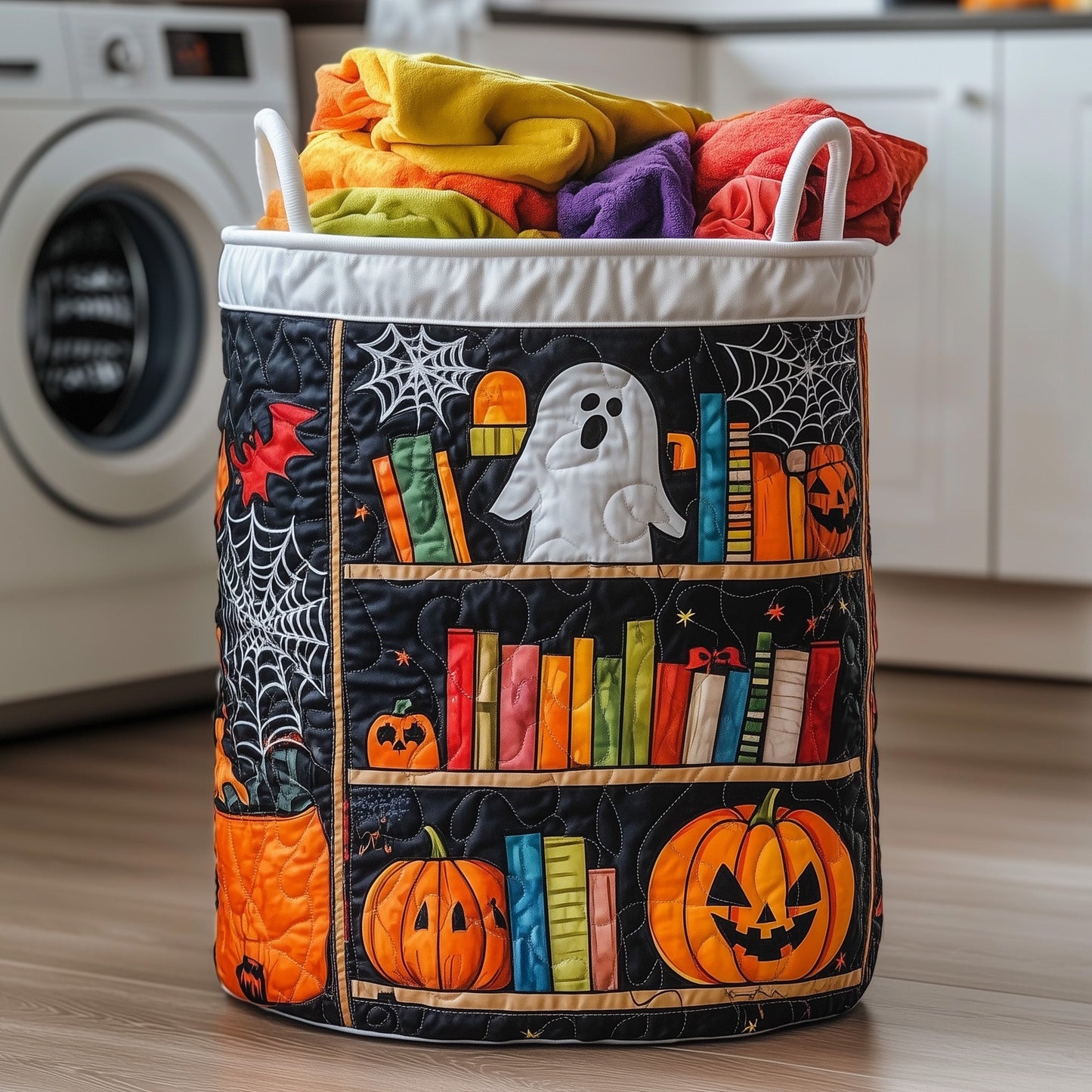 Ghostly Library Quilted Laundry Basket GFTOMA4565