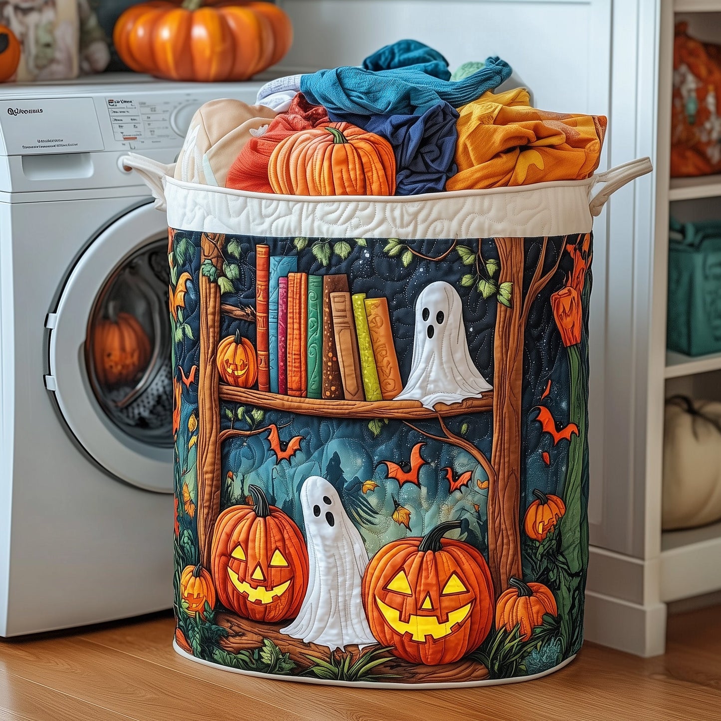 Ghostly Library Quilted Laundry Basket GFTOMA4566