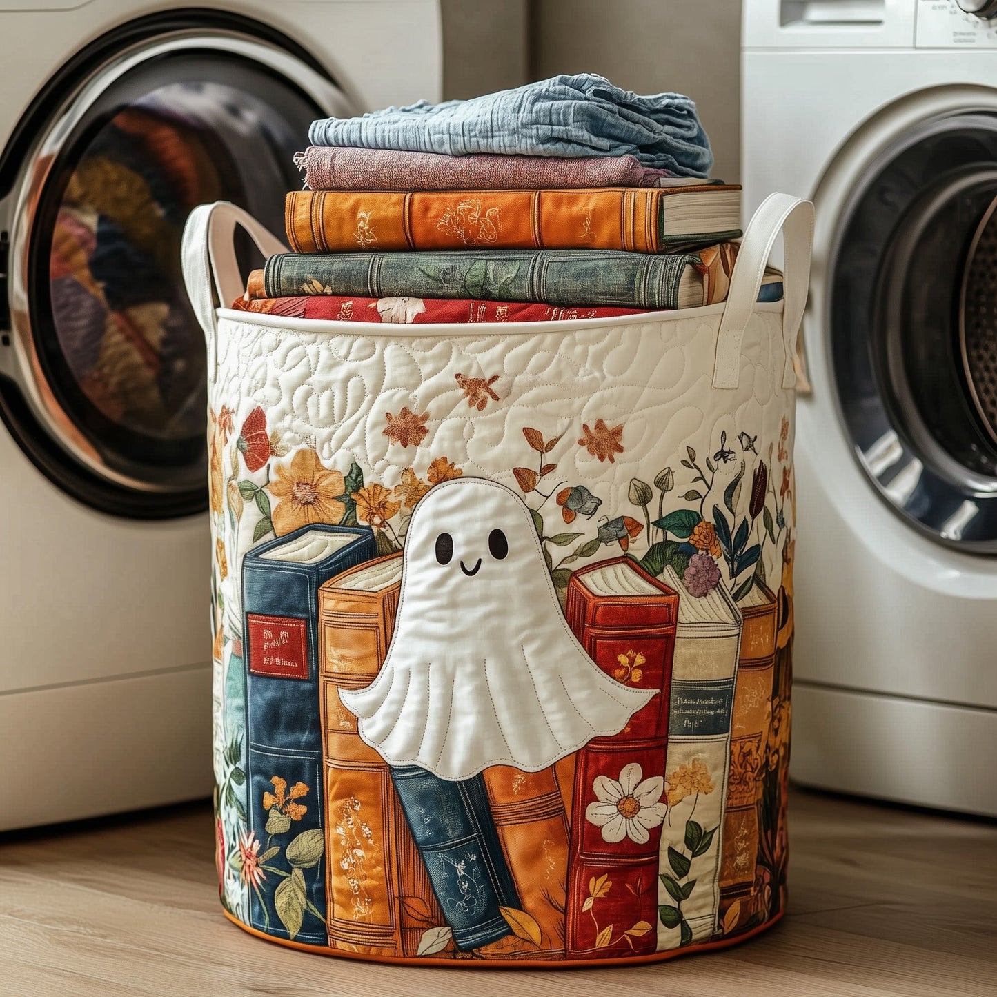 Ghostly Library Quilted Laundry Basket GFTOMA4568