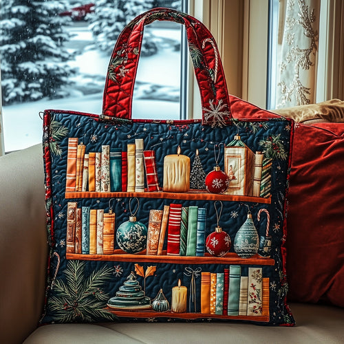 Christmas Library Quilted Tote Bag GFTOMA4572