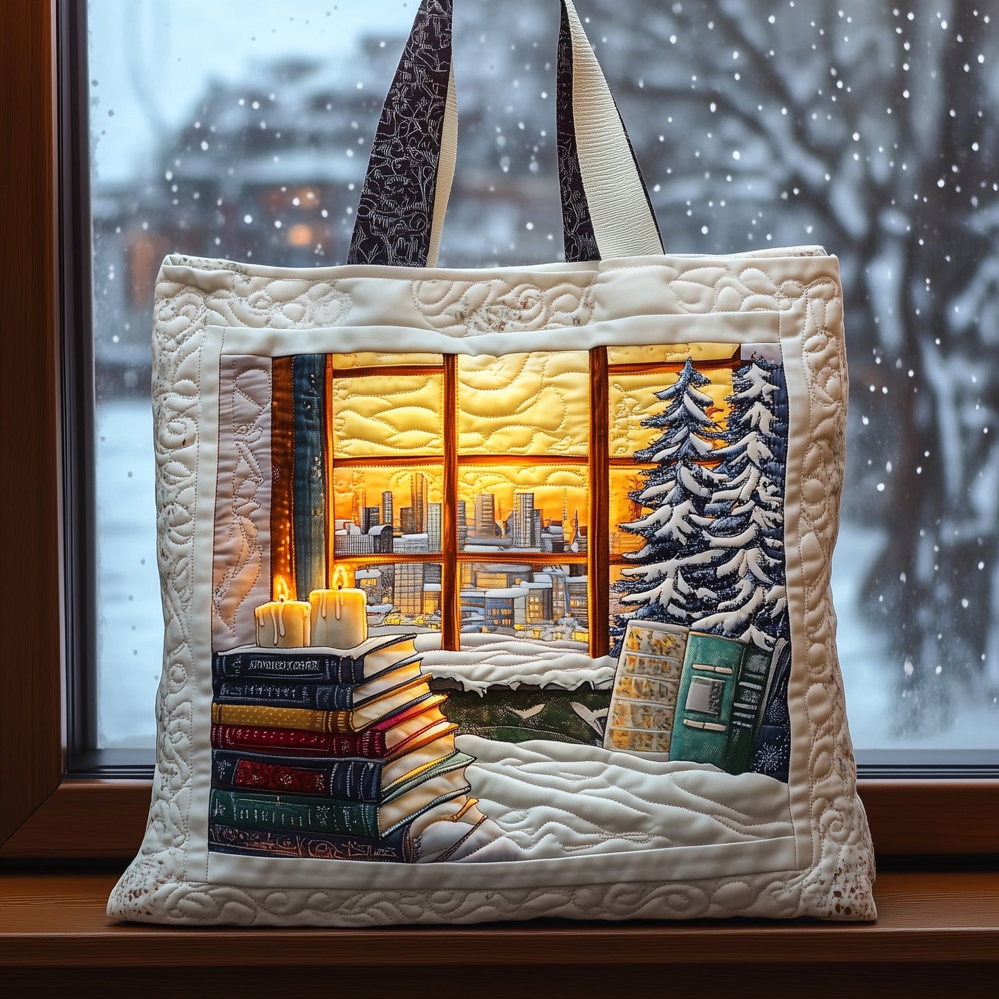 Christmas Library Quilted Tote Bag GFTOMA4574