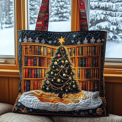 Christmas Library Quilted Tote Bag GFTOMA4576