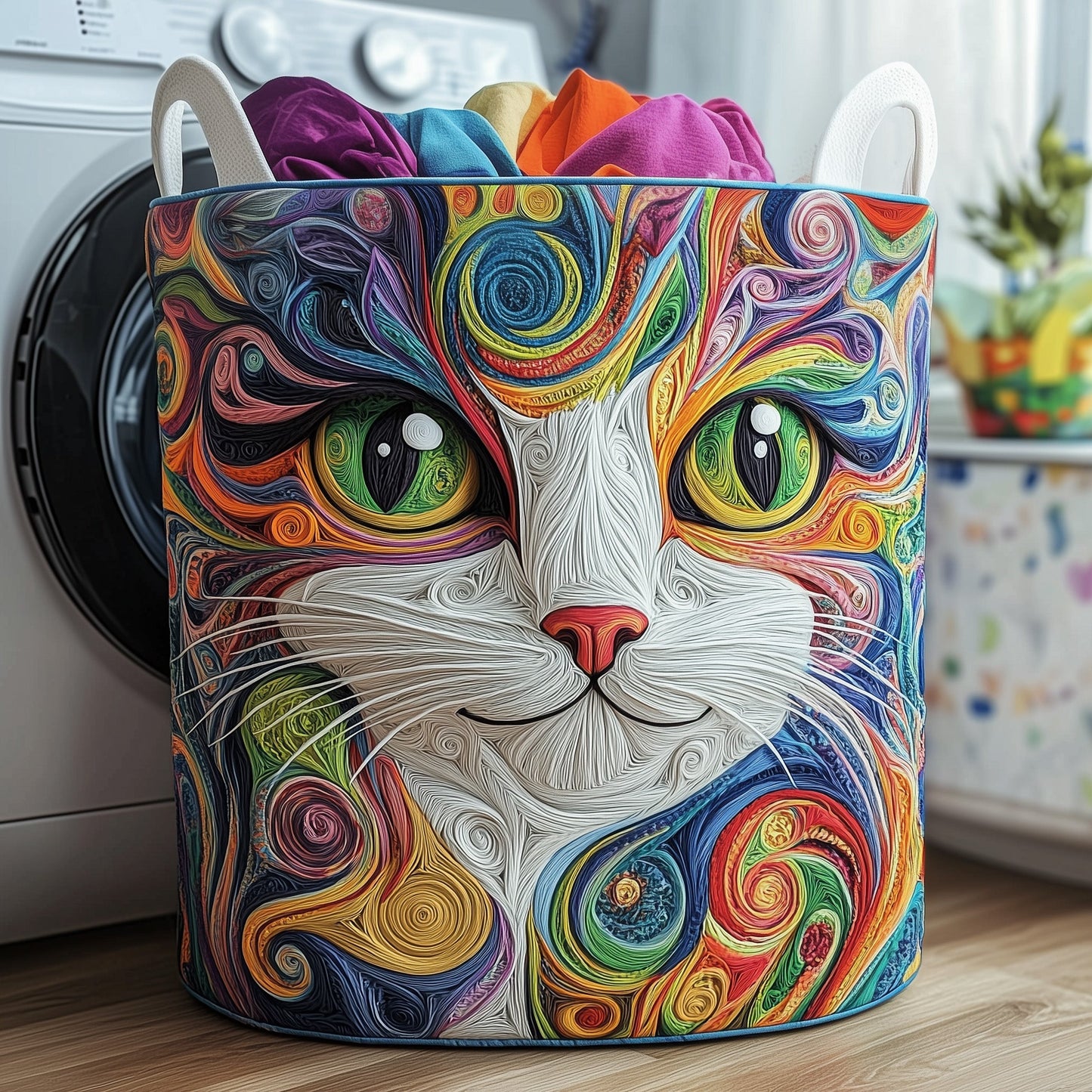 Cat Purrs Quilted Laundry Basket GFTOMA4605