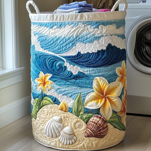 Plumeria Blossom Quilted Laundry Basket GFTOMA4615