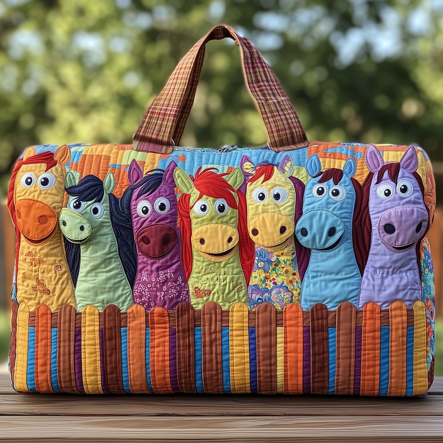Cheerful Horses Quilted Duffle Bag GFTOMA4791