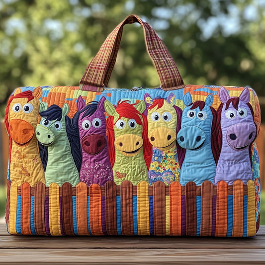 Cheerful Horses Quilted Duffle Bag GFTOMA4791