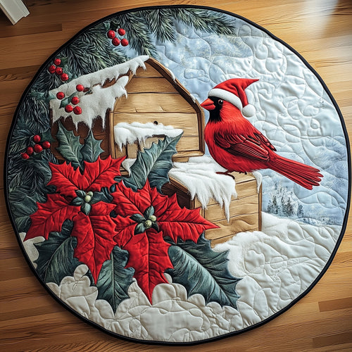 Cardinal Snow Quilted Round Mat GFTOMA4812