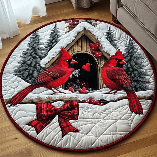 Cardinal Snow Quilted Round Mat GFTOMA4814