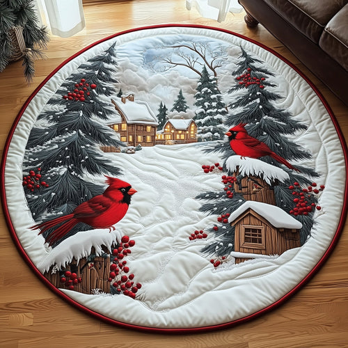 Cardinal Snow Quilted Round Mat GFTOMA4815