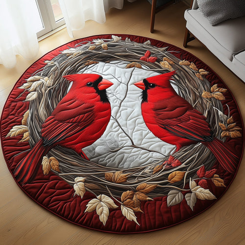 Cardinal Snow Quilted Round Mat GFTOMA4816