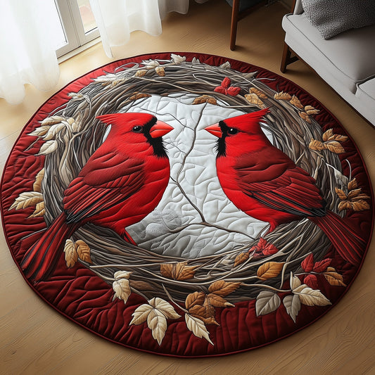 Cardinal Snow Quilted Round Mat GFTOMA4816