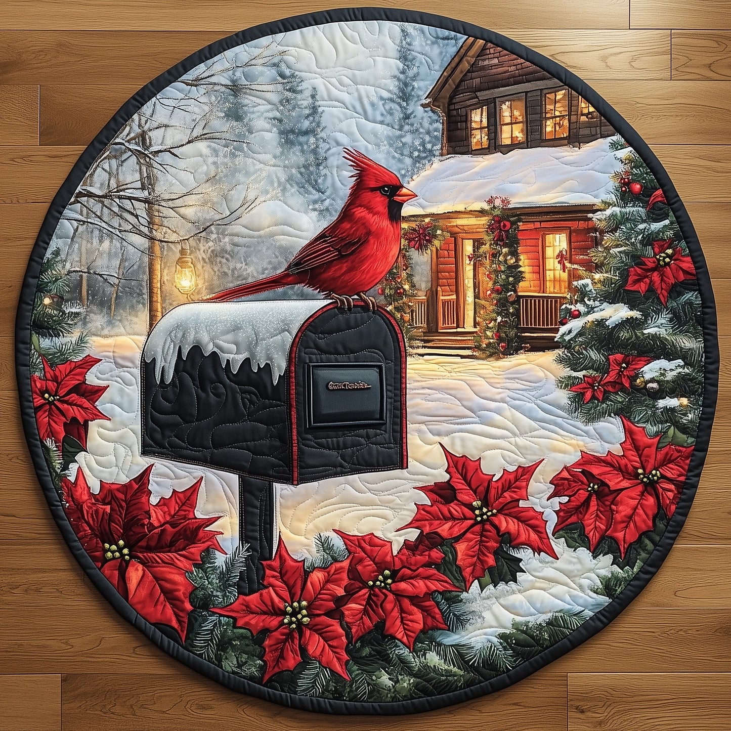 Cardinal Snow Quilted Round Mat GFTOMA4818