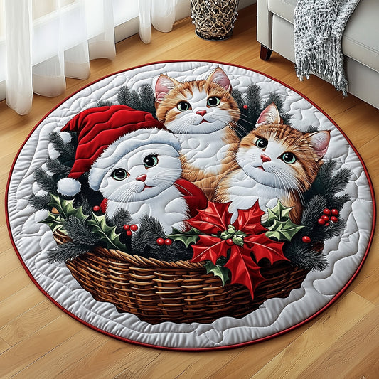 Christmas Cat Quilted Round Mat GFTOMA4819
