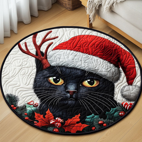 Christmas Cat Quilted Round Mat GFTOMA4820