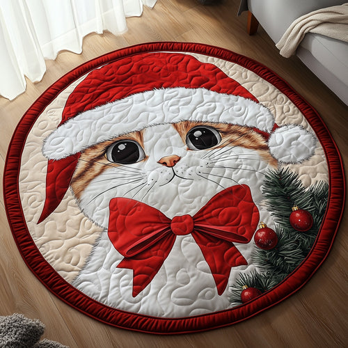 Christmas Cat Quilted Round Mat GFTOMA4821