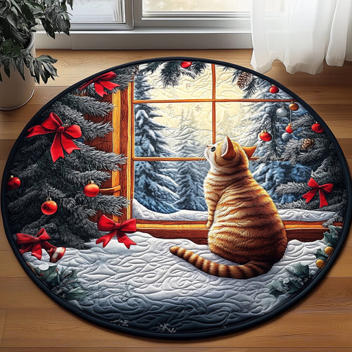 Christmas Cat Quilted Round Mat GFTOMA4822