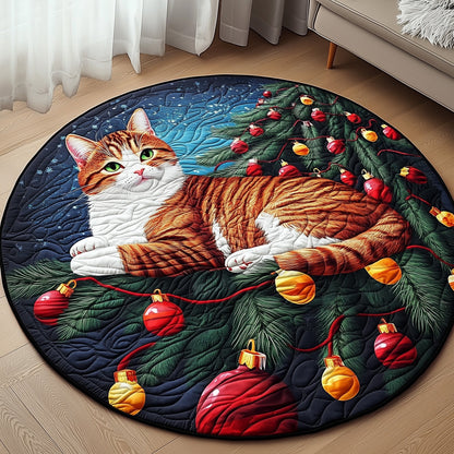 Christmas Cat Quilted Round Mat GFTOMA4824
