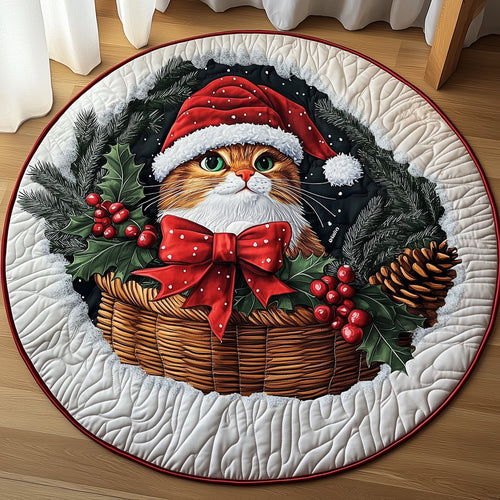 Christmas Cat Quilted Round Mat GFTOMA4825