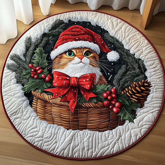 Christmas Cat Quilted Round Mat GFTOMA4825