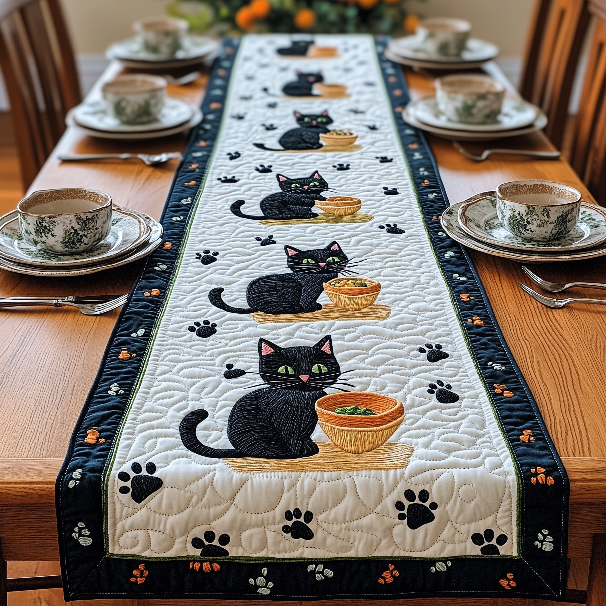 Balck Cat Quilted Table Runner GFTOMA484 – Patchique Store