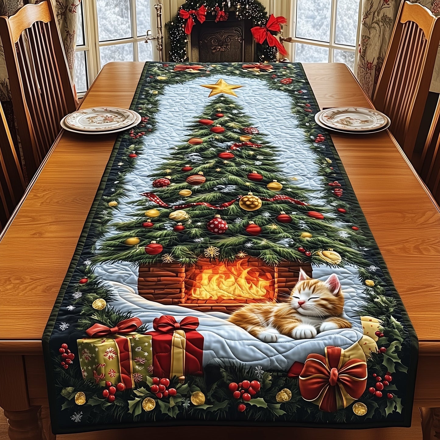 Mistletoe Mews Quilted Table Runner GFTOMA4858