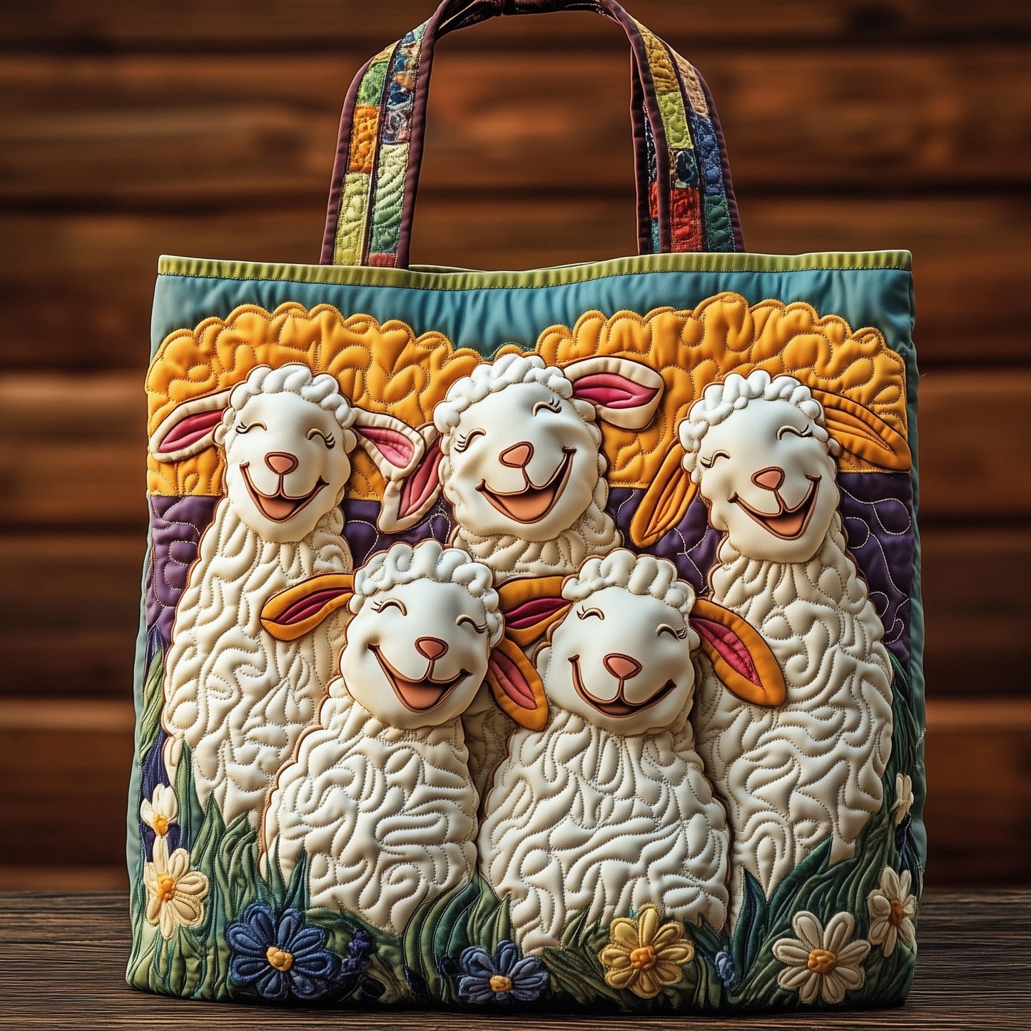 Whimsical Sheep Quilted Tote Bag GFTOMA4896