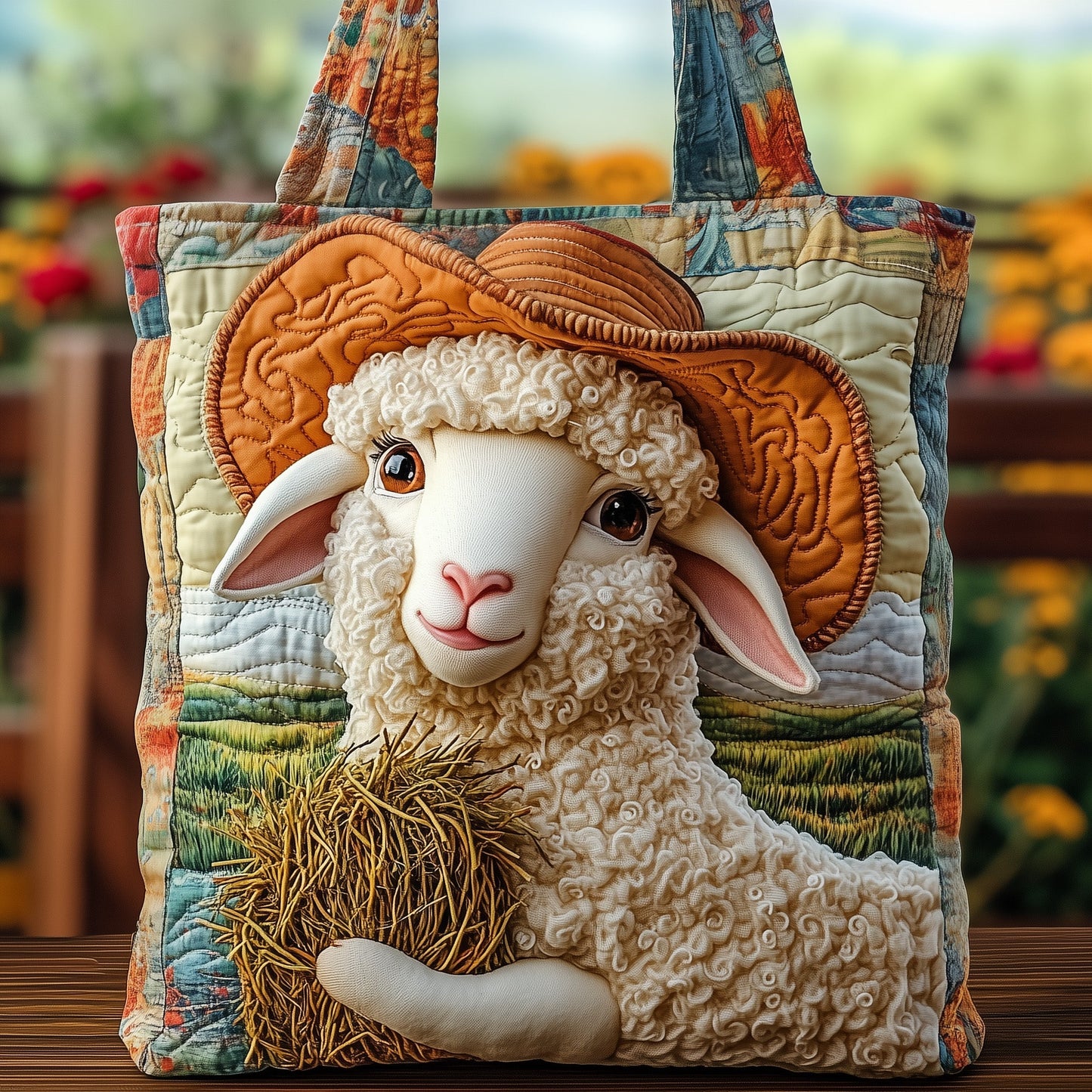 Whimsical Sheep Quilted Tote Bag GFTOMA4899