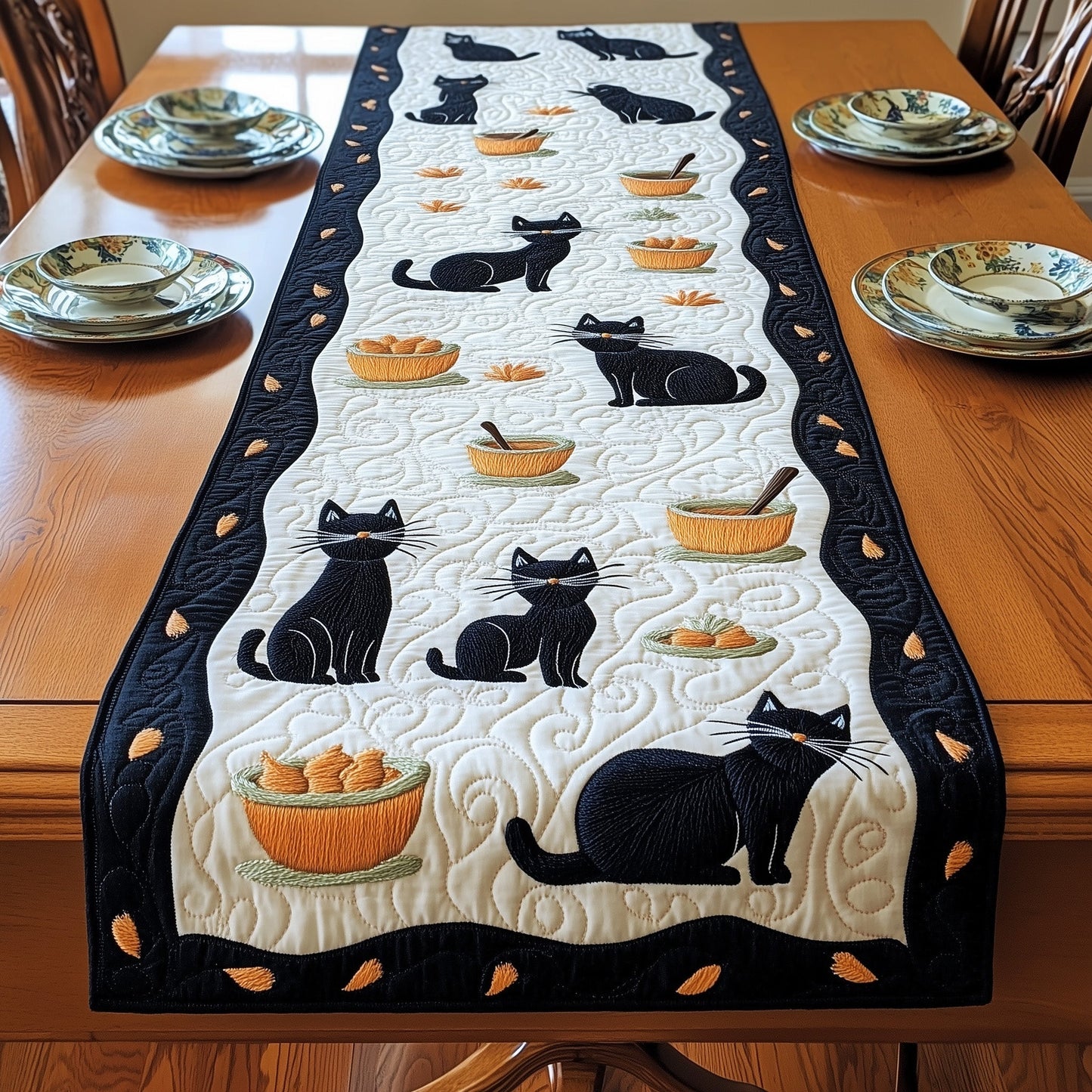 Black Cat Quilted Table Runner GFTOMA489