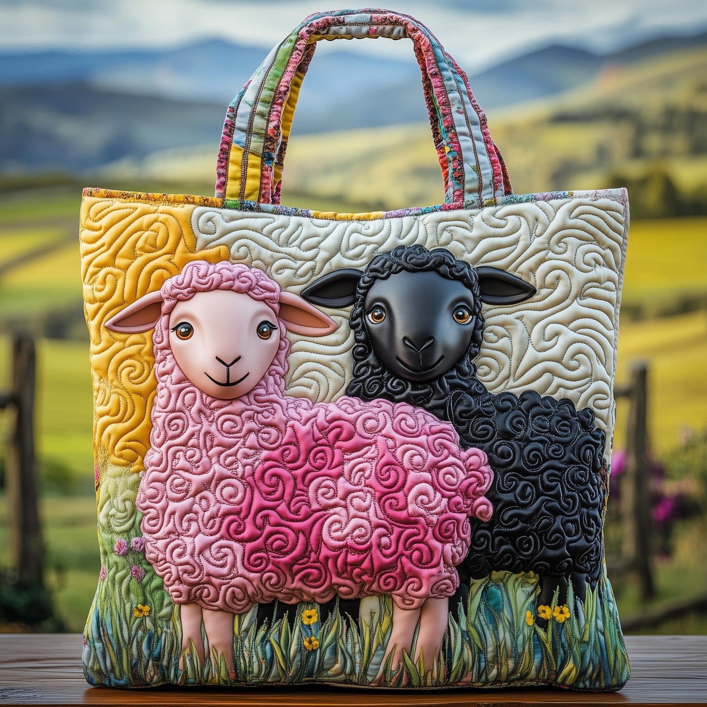Whimsical Sheep Quilted Tote Bag GFTOMA4900
