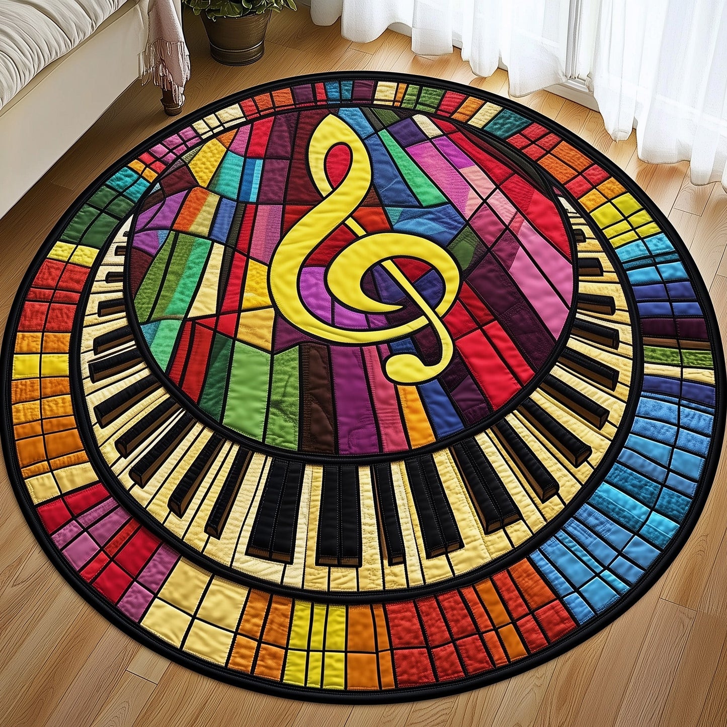 Piano Notes Quilted Round Mat GFTOMA4929