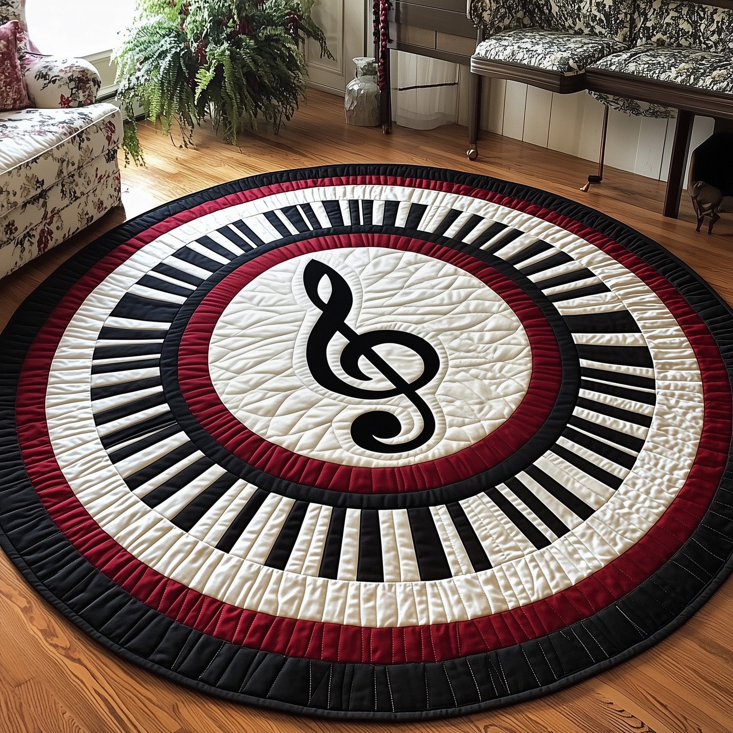 Piano Notes Quilted Round Mat GFTOMA4932