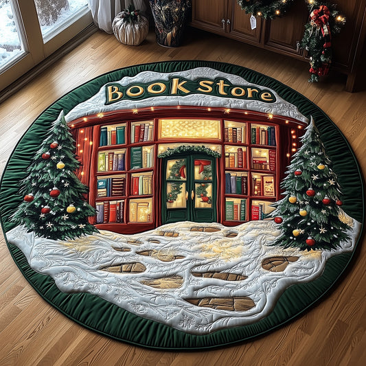 Library Snow Quilted Round Mat GFTOMA4942