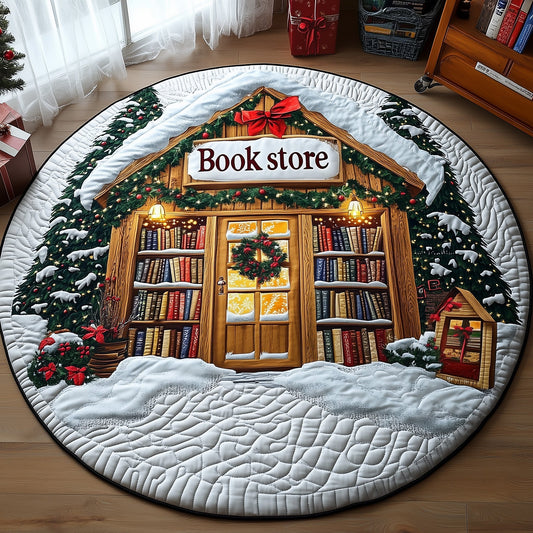 Library Snow Quilted Round Mat GFTOMA4943
