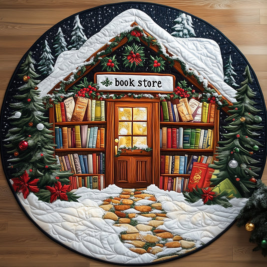 Library Snow Quilted Round Mat GFTOMA4944