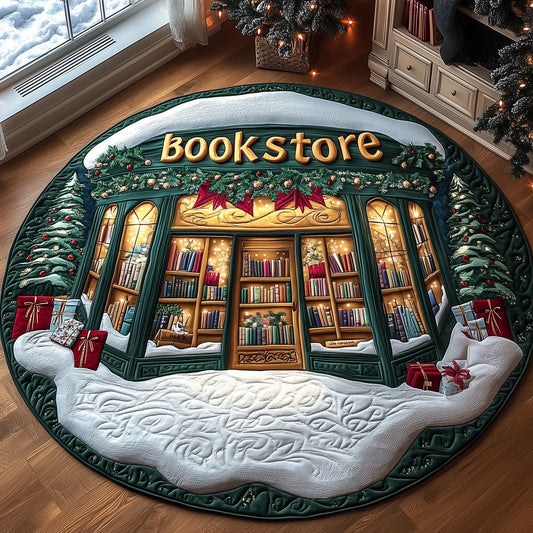 Library Snow Quilted Round Mat GFTOMA4946