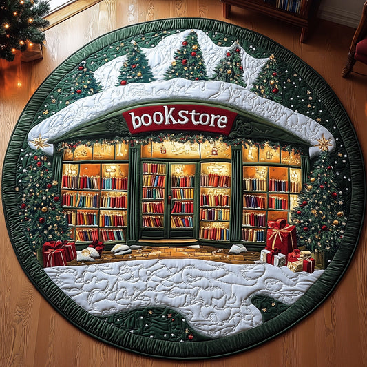Library Snow Quilted Round Mat GFTOMA4947