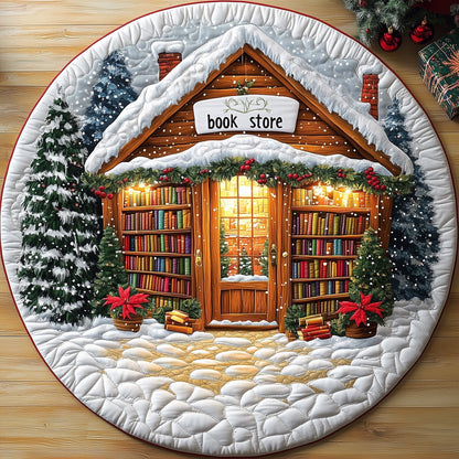 Library Snow Quilted Round Mat GFTOMA4948