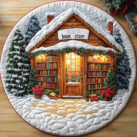 Library Snow Quilted Round Mat GFTOMA4948