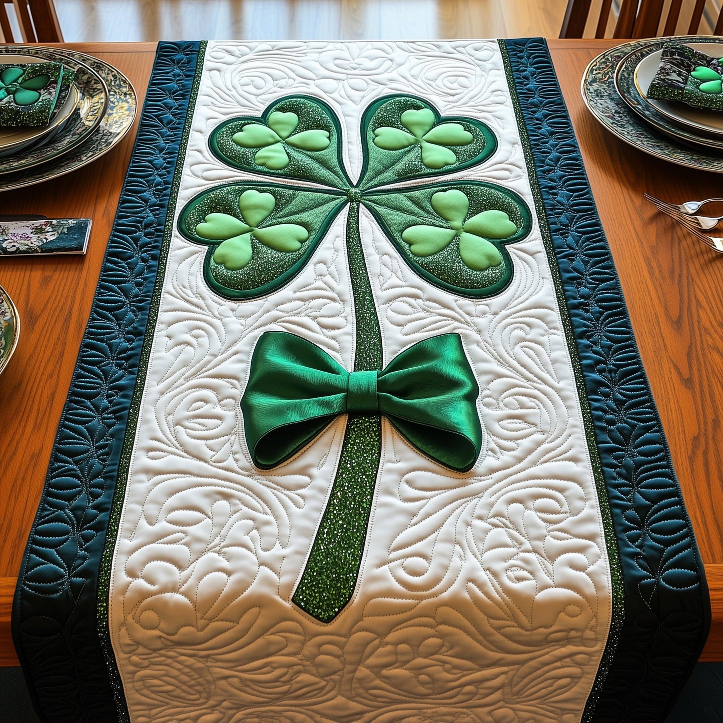 Irish Shamrock Quilted Table Runner GFTOMA5005