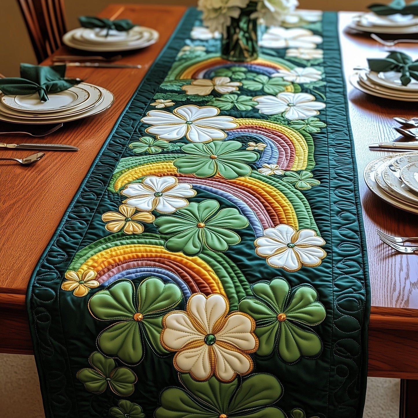 Irish Shamrock Quilted Table Runner GFTOMA5006