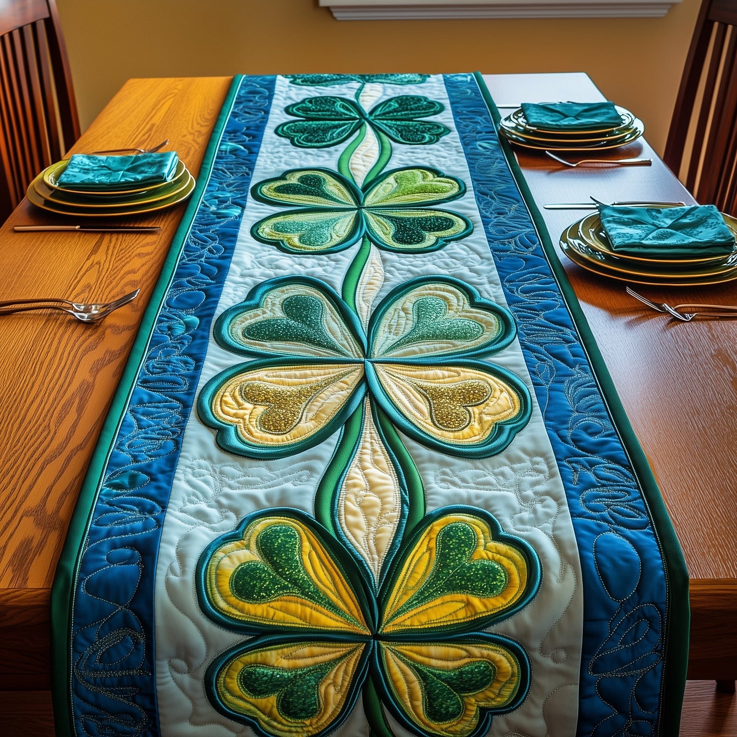 Irish Shamrock Quilted Table Runner GFTOMA5007