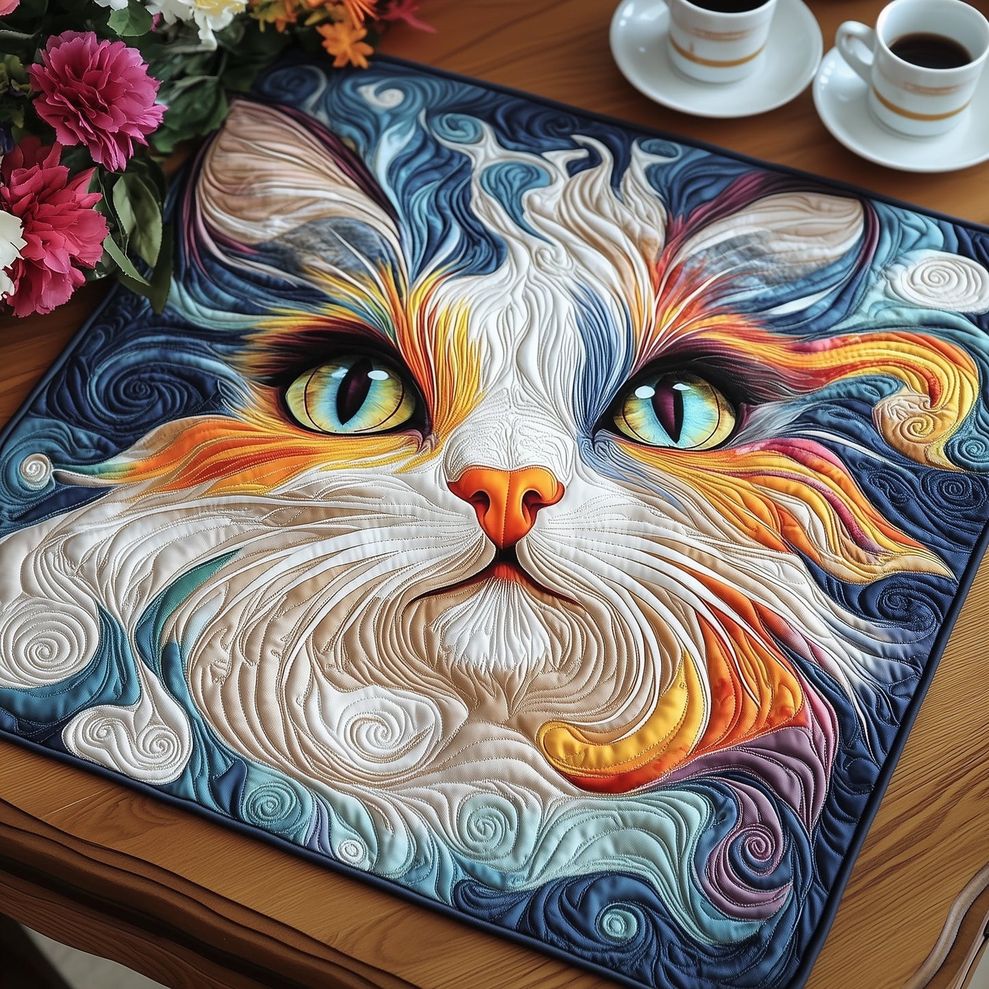 Cat Purrs Quilted Table Topper GFTOMA5069